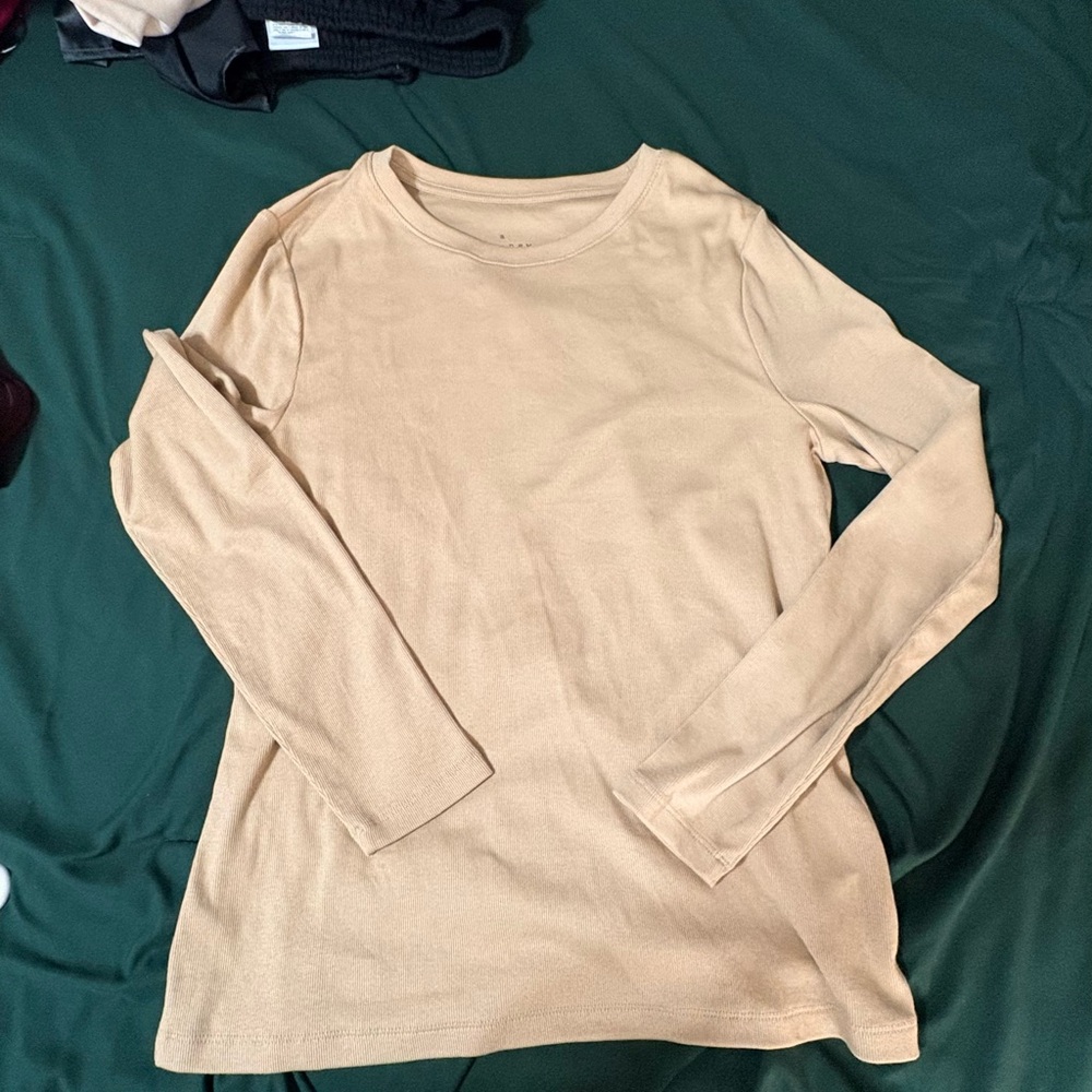 a new day Tan Crewneck Long Sleeve Top